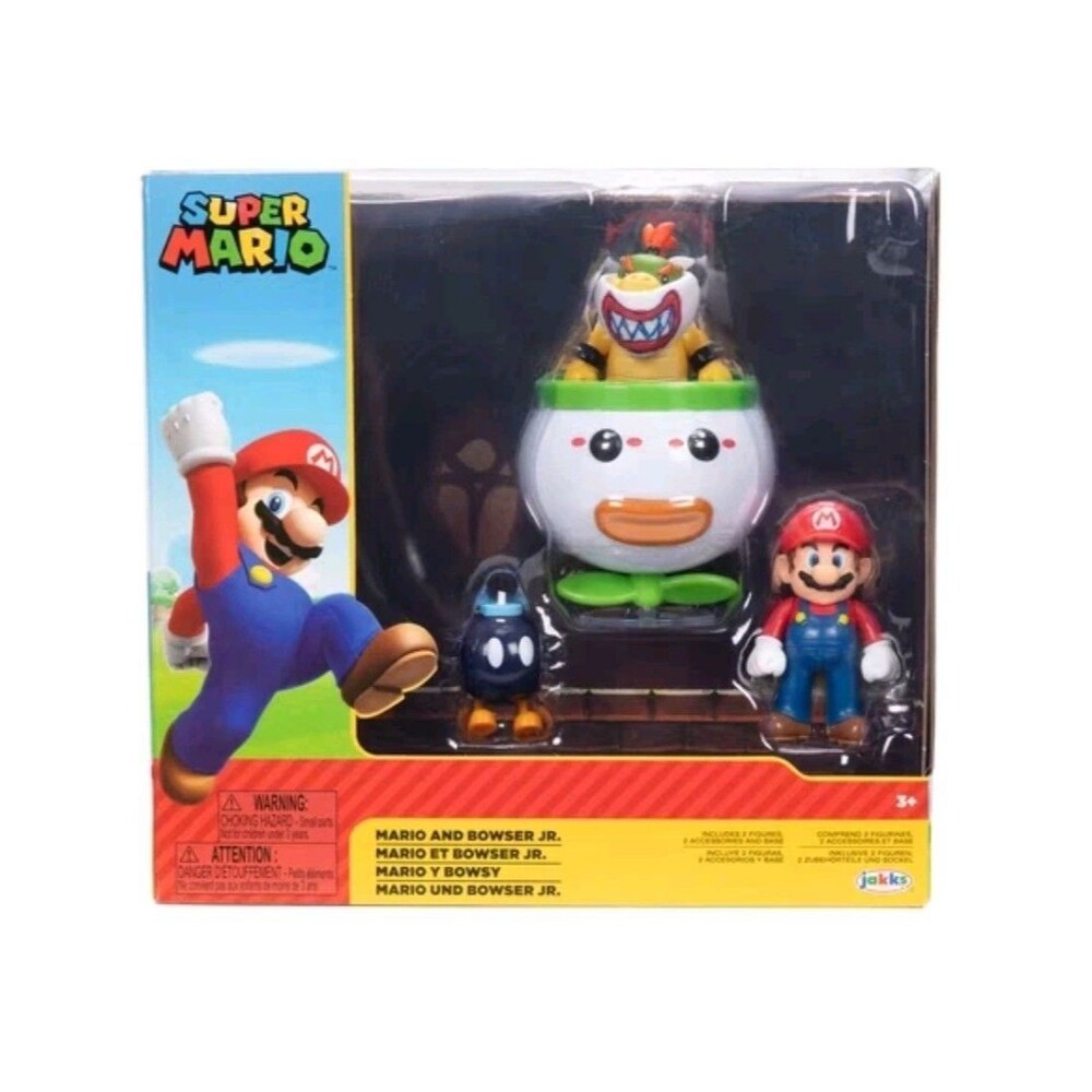 Super Mario Bowser Jr Clown Car Bob-Omb Multi Figure Pack Jakks Pacific 2.5 NEW!